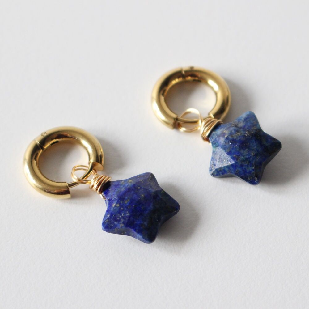 Huggie fülbevaló - lapis lazuli csillag
